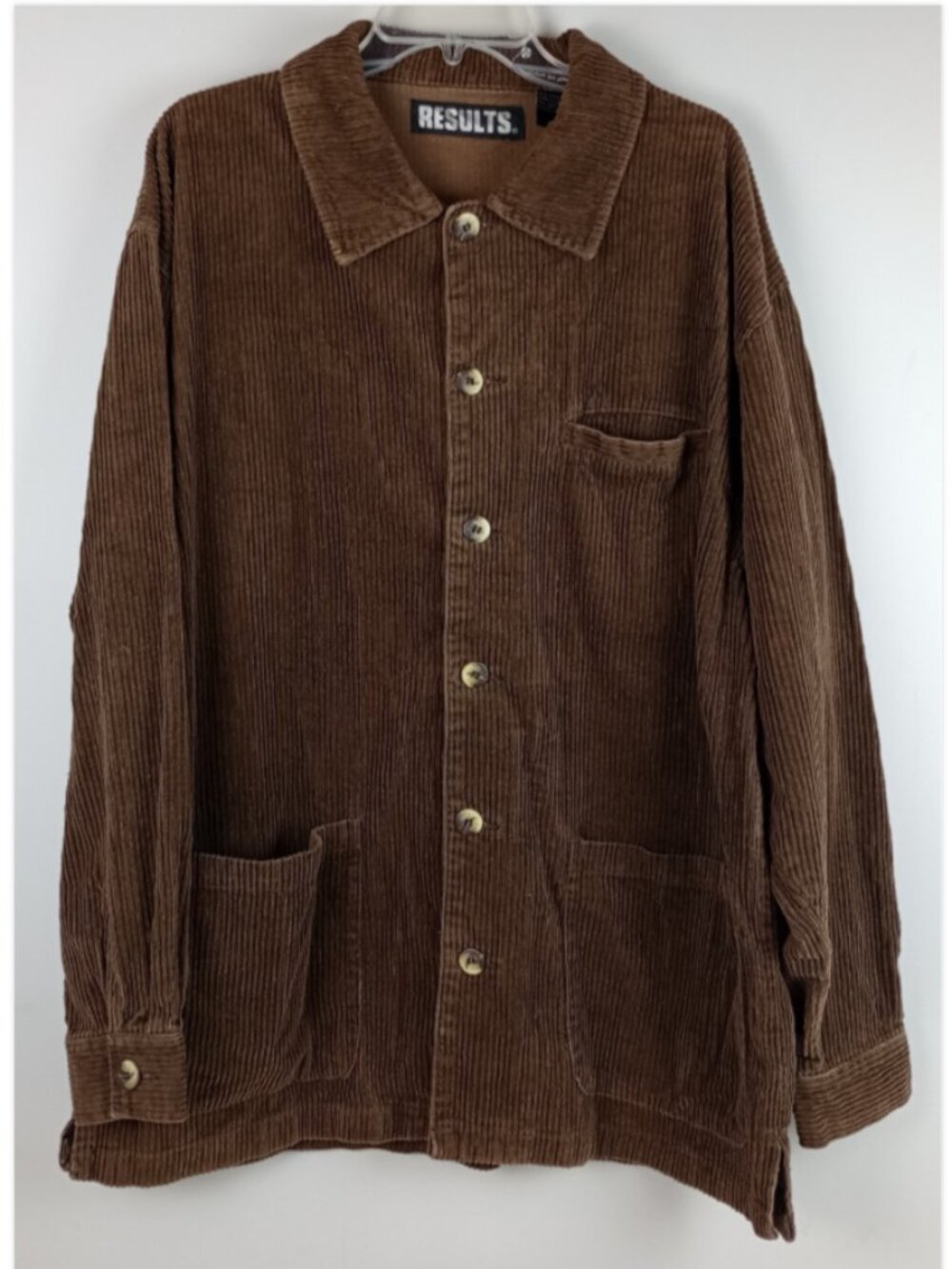 Results Mens XL Brown Corduroy‎ Multiple Pockets Long Sleeve Button Up Jacket